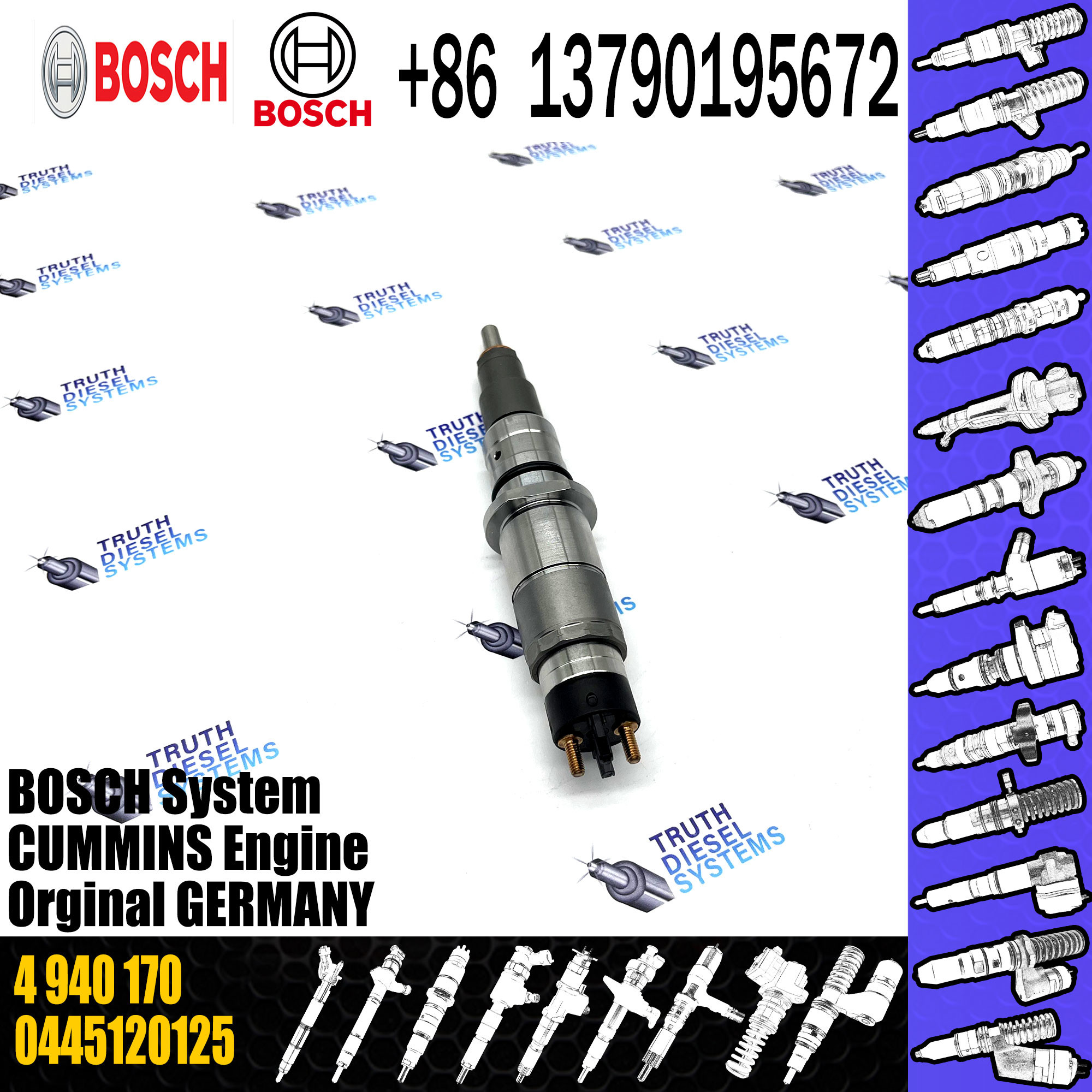 Common rail fuel injector 0445120236 0445120125 0445120029 5263308 4940170 4939061 3973060 3965721for QSL9 QSC8.3