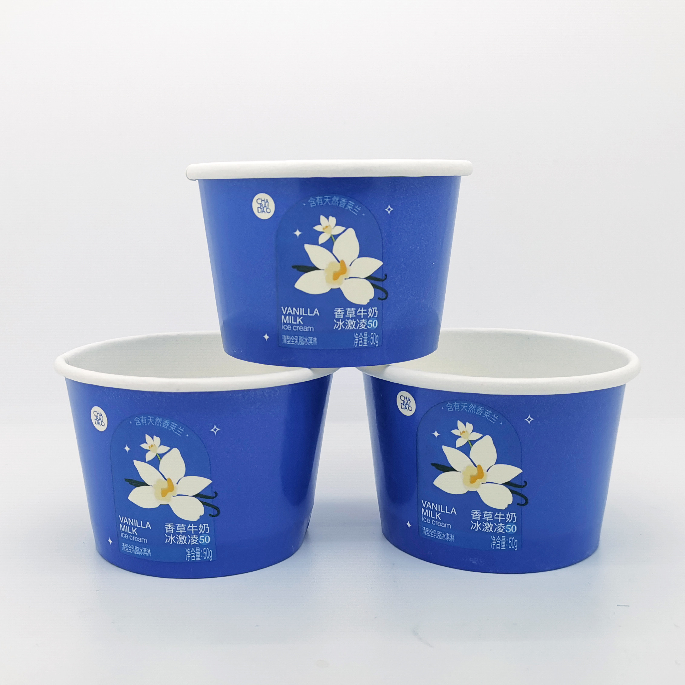 Customized Ice Cream Paper Container , Yogurt 3 Ounce Ice Cream Cups With Lid
