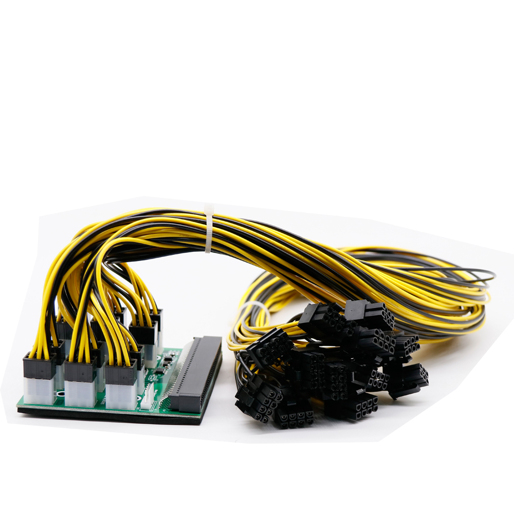 Hot Sale 1200w/750w Breakout Board PCI-E 6pin to 6+2pin Cables for GPU Open Rig Ze + 12pcs 16AWG Computer