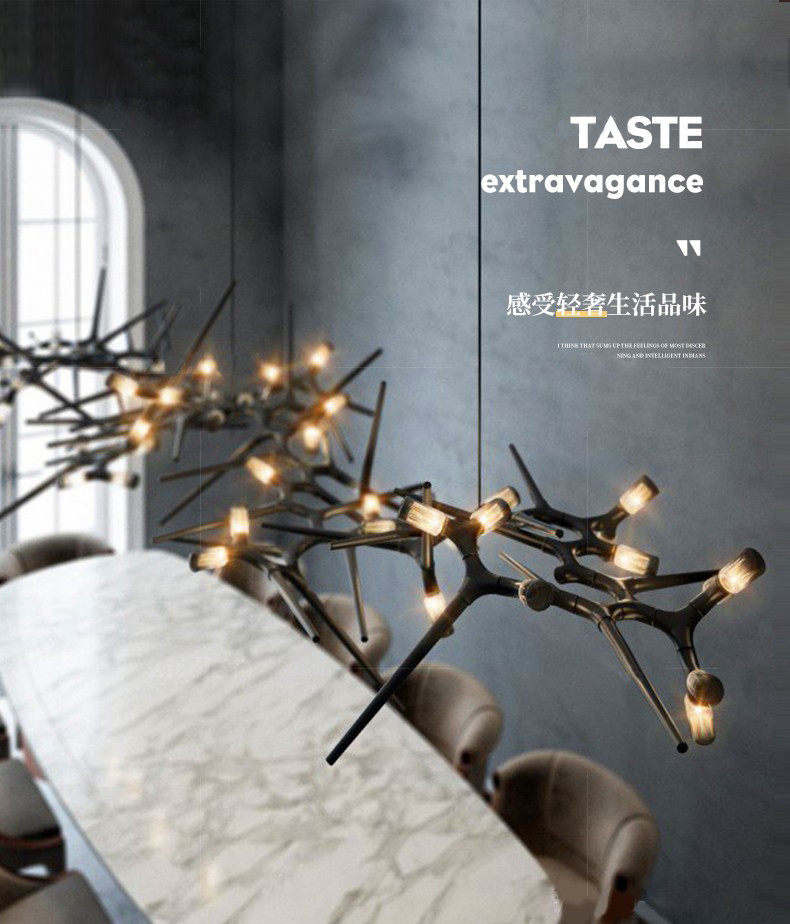 Postmodern Thorn Designer Chandeliers Creative Living Room Villa black chandelier(WH-MI-412)