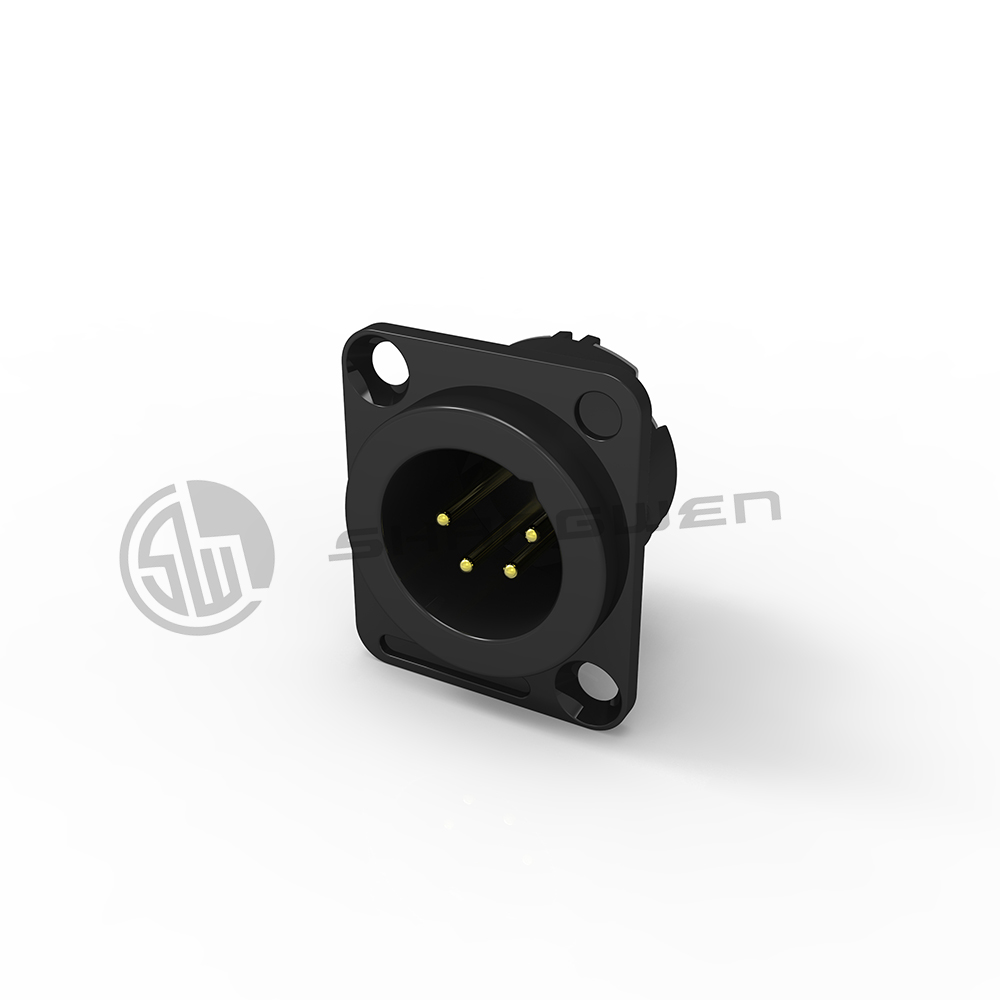 Indoor Custom XLR 4 Pin Male Female Connector Plug Socket Zinc Alloy Shell