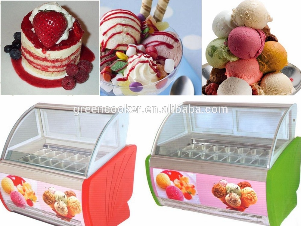 3 Layers Ice Cream Display Freezer Below 18 Degree Temperature Italian Style