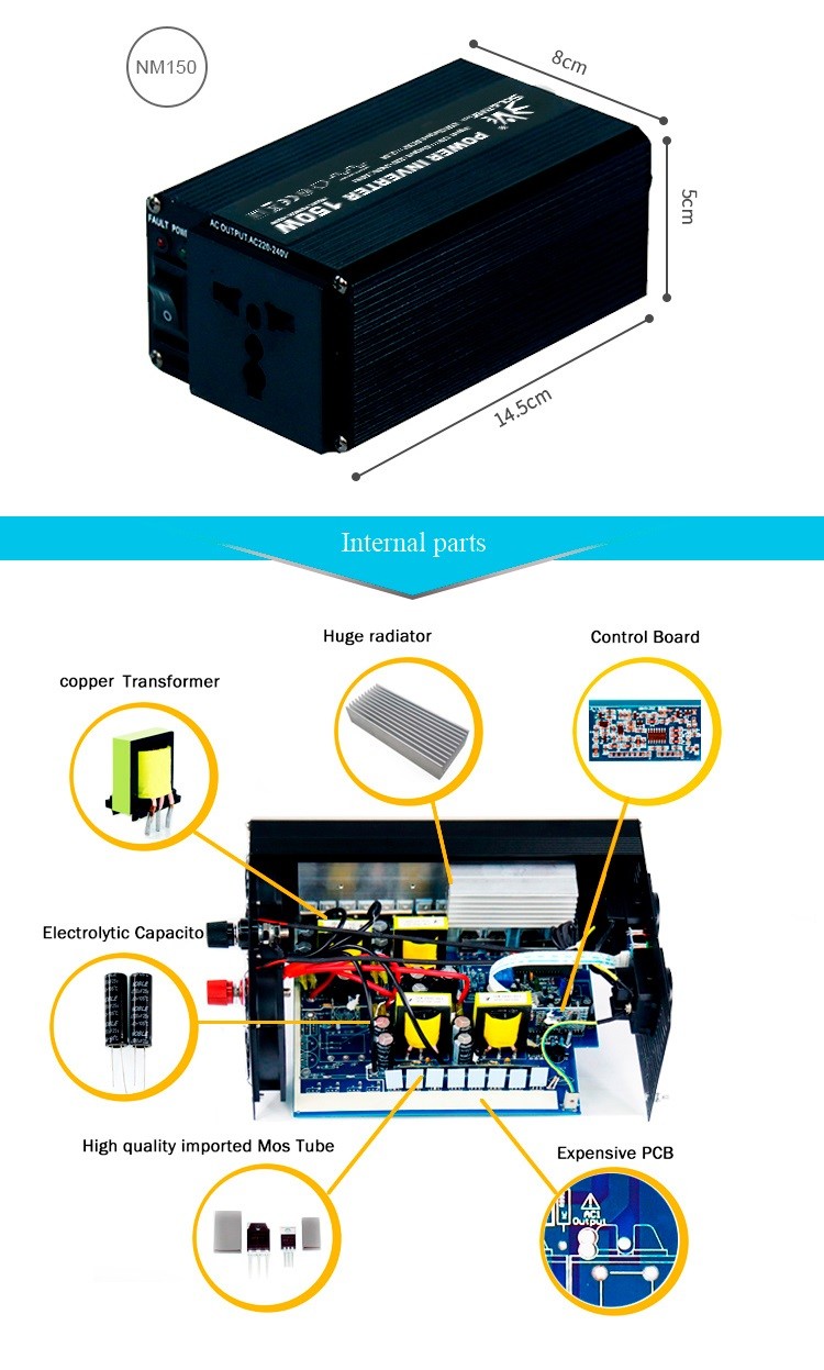 Portable Car NM Power Inverter 12V 230V 150W With Ce Certificate