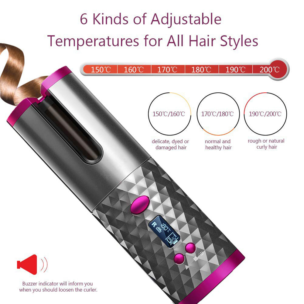 Cordless Auto Hair Curler USB Rechargeable Hair Curler For Women