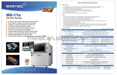 Mirtec MS-11e 3D In-Line SPI Machine smt solder paste inspection machine