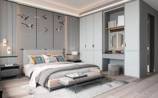Customizable Laundry Wardrobe Design with Adjustable Height and Mirror Dressing Table