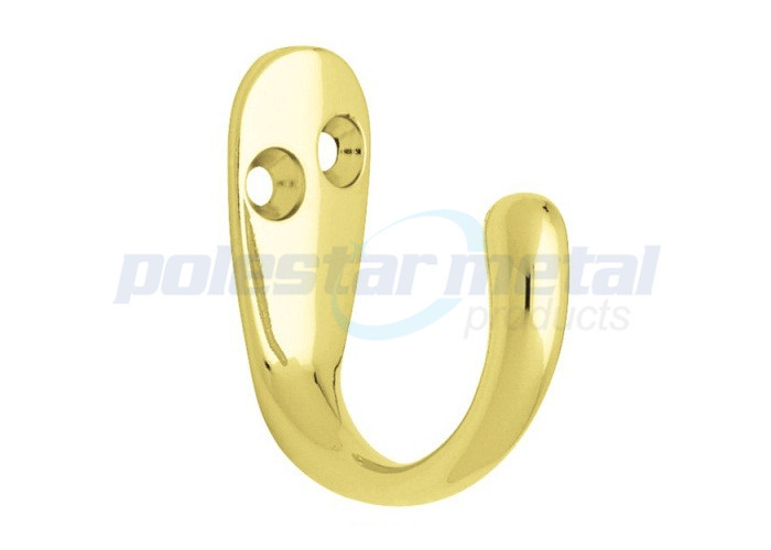 Zinc Alloy Decorative Door Hardware Polished Brass Double Prong Robe Hook 2-1/3"