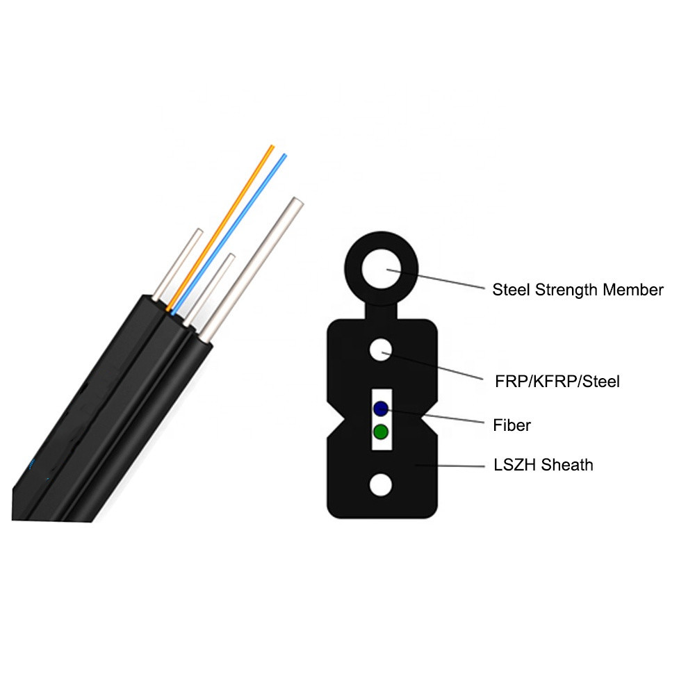 Outdoor 2 Core LSZH Sheath Single Mode G657A2 Ftth Drop Cable