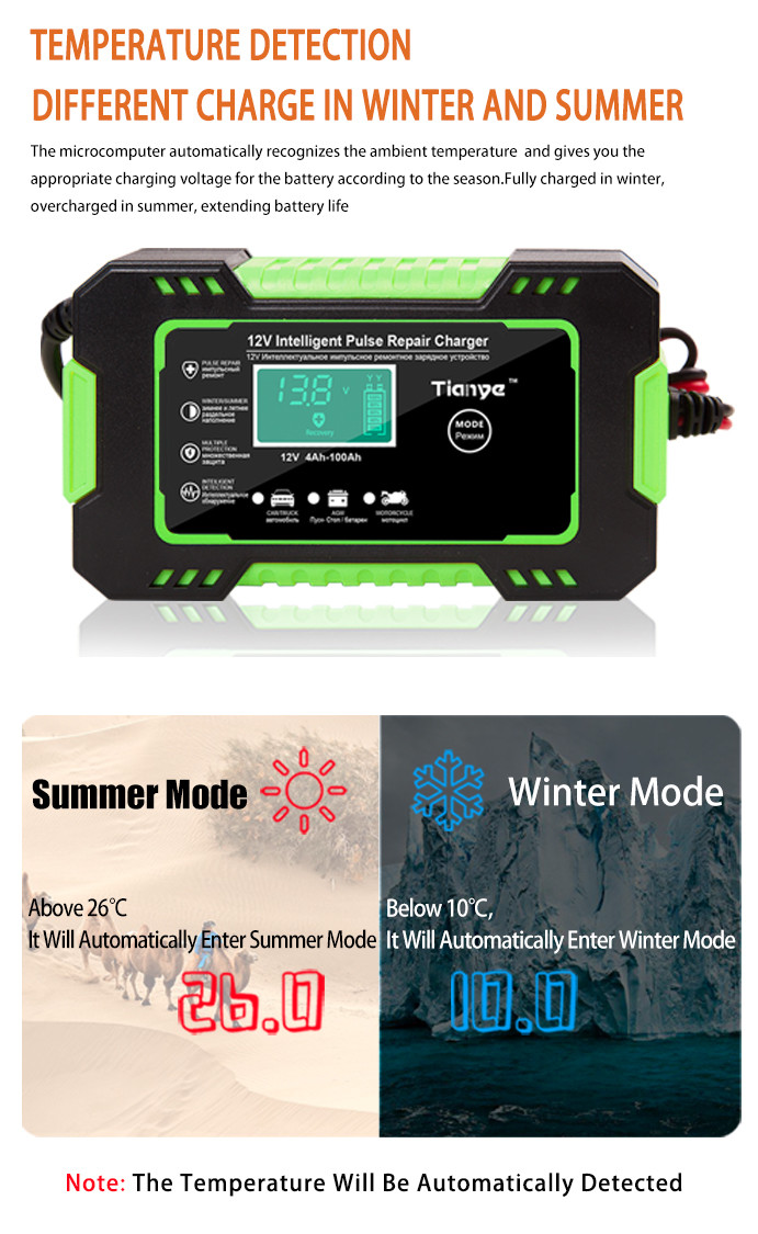 Pulse Repair Motorcycle Lead Acid Battery Charger 12V 6A