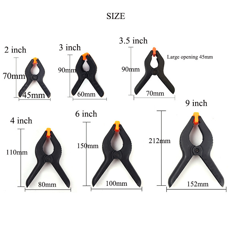 Nylon Plastic Metal Spring Clamp Photography Wood Working A Shape 2/4/6/9 Inch