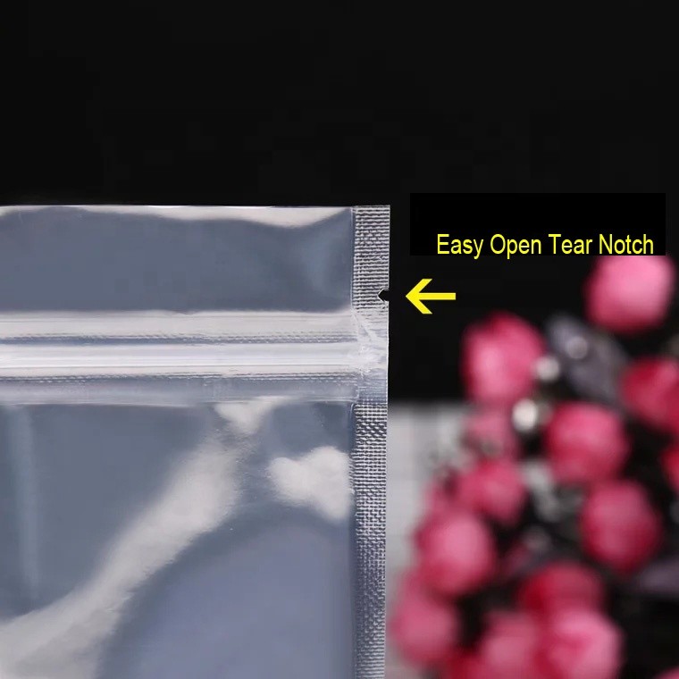 One Side Clear One Side Aluminum Foil 3 Side Seal Flat Zipper Bag