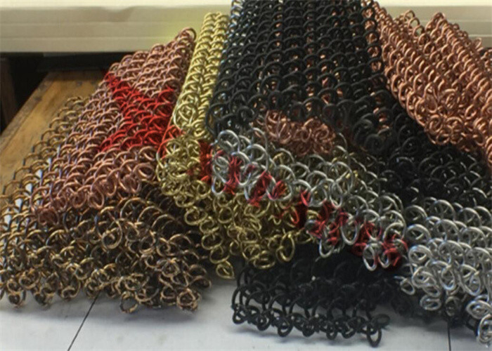 Black Color Architectural Metal Coil Mesh Curtain For Interior Decoration