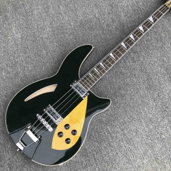 Bass guitar, Blackish green 4 strings rich electric bass guitar,Fishbone binding