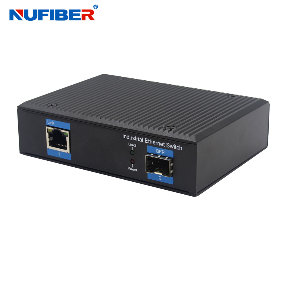 1000M Industrial 1xRj45+1xSFP media converter Din rail IP40 for outdoor Network -40-85degrees