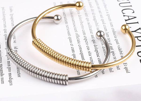 Fashion stainless steel 18K gold spring bracelet female jewelry silver elastic