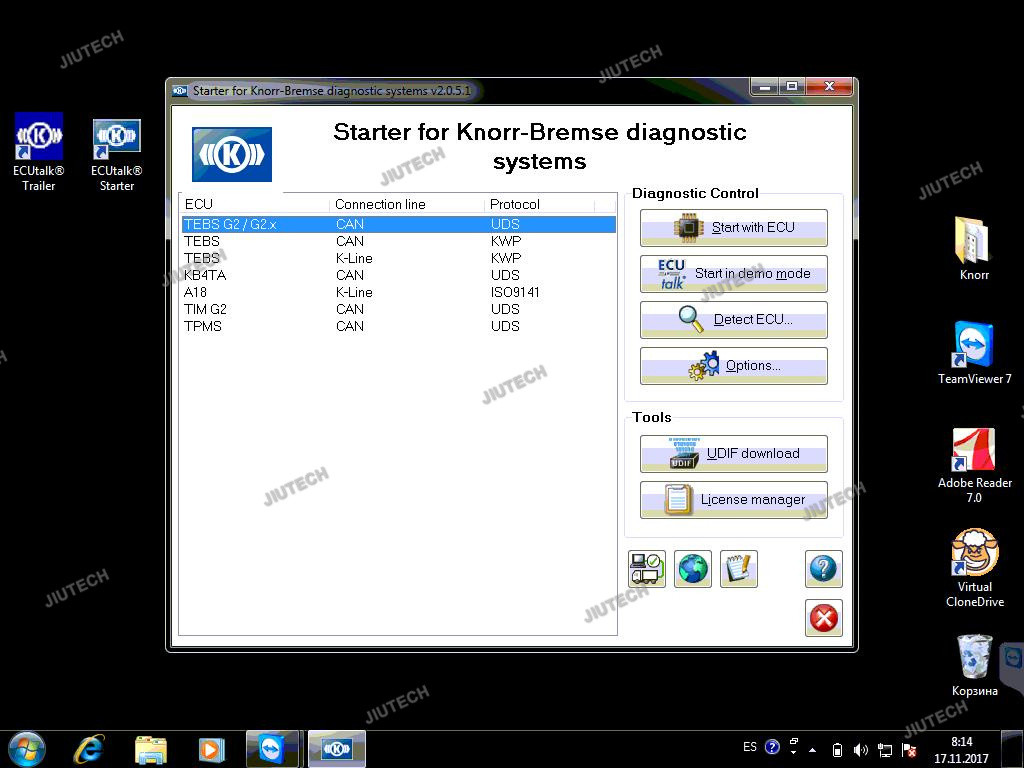 2024 Truck Trailer Brake Diagnostic Tool for KNORR-BREMSE Diagnostic Kit Knorr NEO UDIF Interface+Getac F110 Tablet