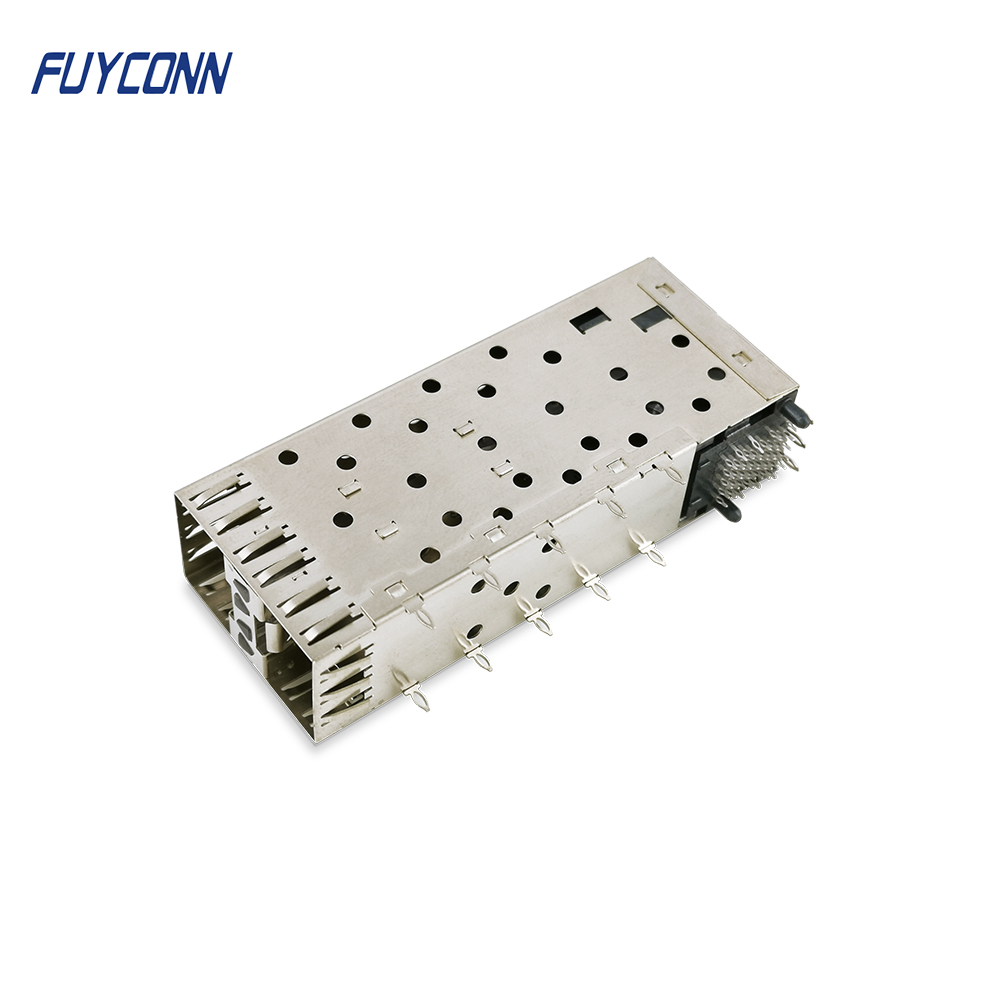 2x1 Female SFP Connector 40 Pin with Light Pipe Press-Fit