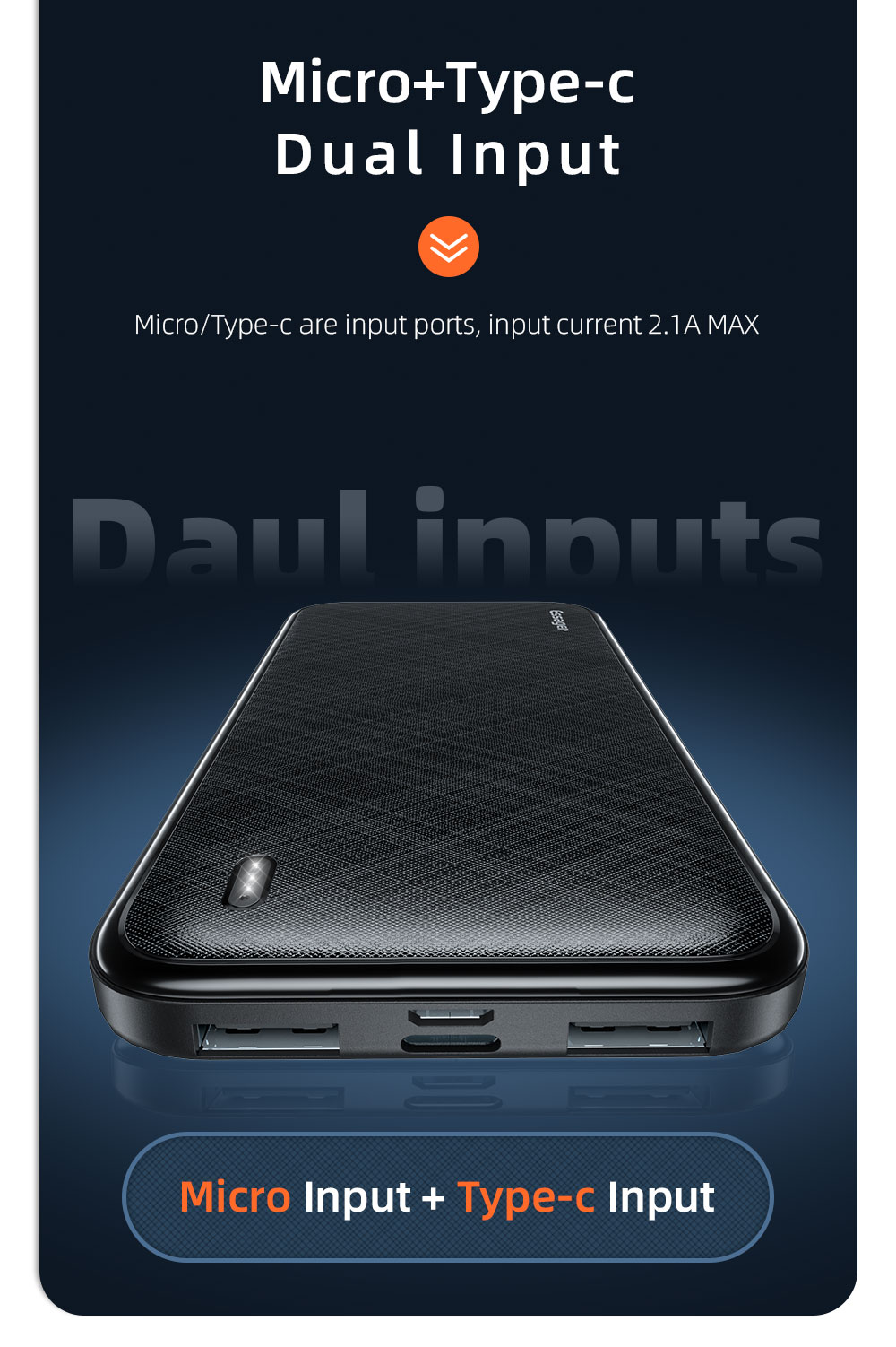 Micro 10000 Mah Power Banks Type C Dual Input Over Discharging For Phones