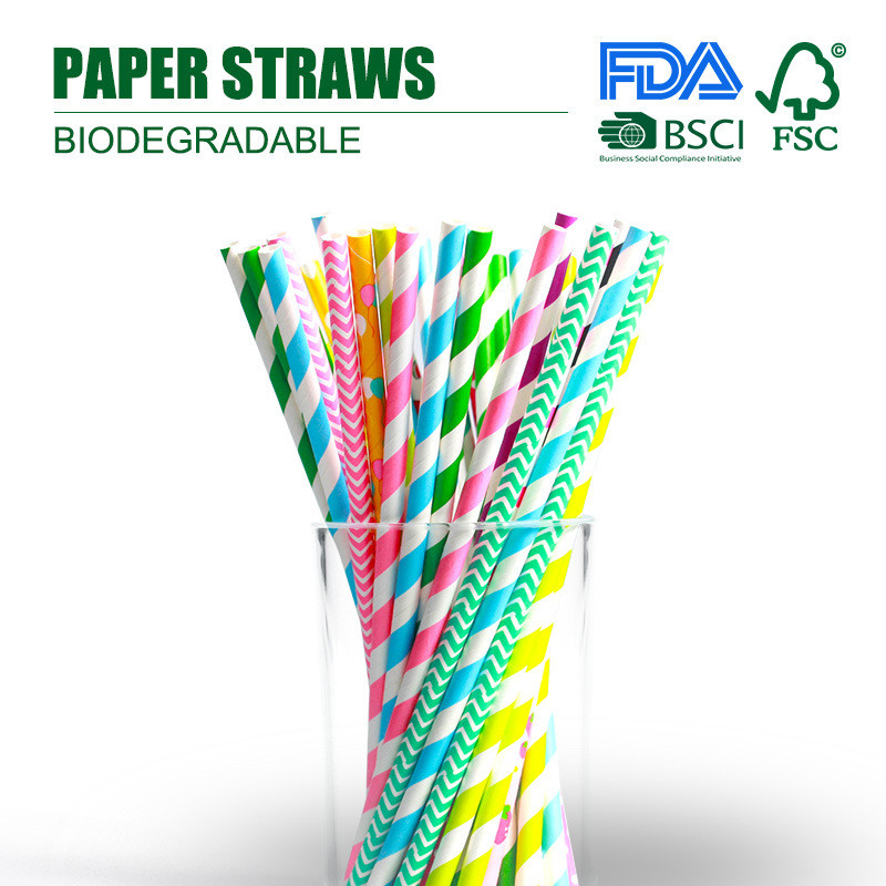 200pcs pack 6mm diameter food safe ink printing spots paper straws compostable waved pulp straws for party DIY