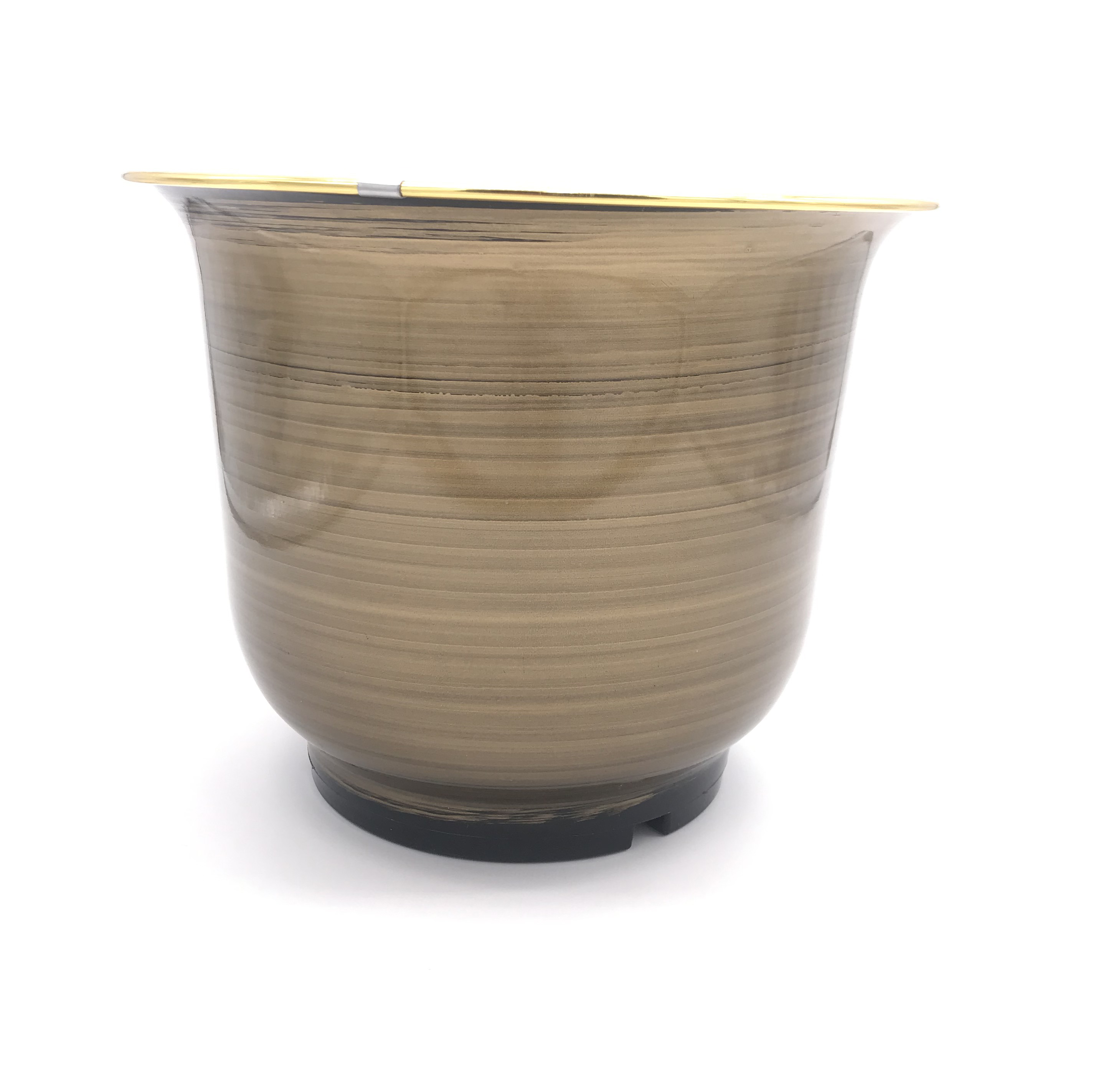 Chinese style light yellow stoving varnish ceramifinish plant pot with gold edge orchid flower pot