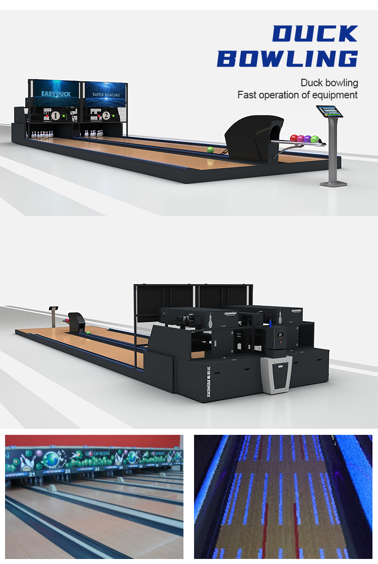 Center Bowling Alley Equipment with Complete Set Bowling Machine and 12ft Durable Lane