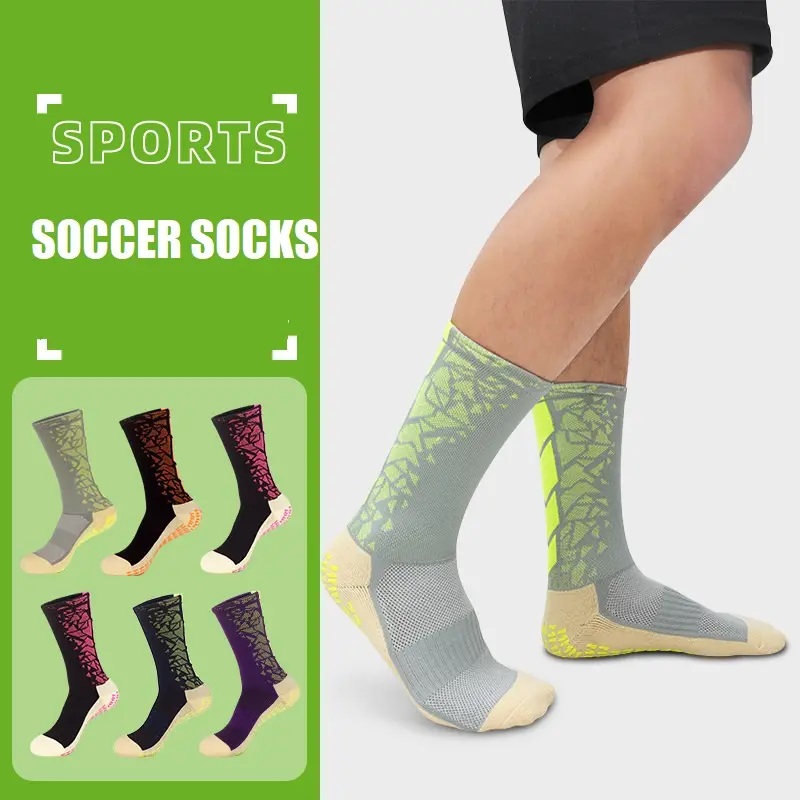 Casual Solid Color Soccer Socks for Men Custom Logo Compression Anti-Slip Sports Socks