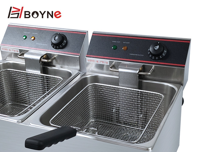 6.5kw Commercial Kitchen Cooking Equipment 2 Tank 11L Stainless Steel Deep Fryer