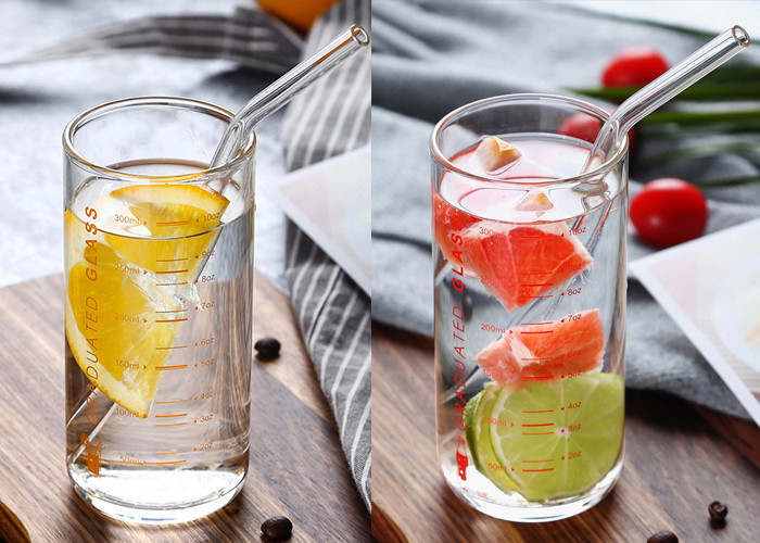 Clear Personalized Glass Cup , Custom Glass Mugs For Juice Milk Coffee