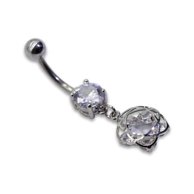 Flower Dangle Belly Button Piercings Jewelry 14G 1.6mm Stainless Steel Belly Bars