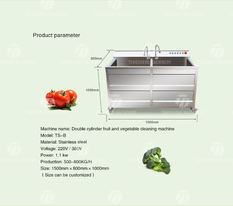 1.1KW Commercial eddy current bubble washing machine ozone multifunctional vegetable washing machine