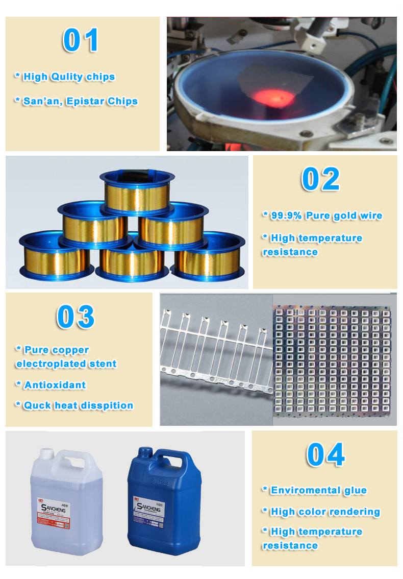 1. High Quality Chips 2. 99.9% Pure Gold Wire 3. Pure Copper Electroplated Stent 4. Enviormental Glue