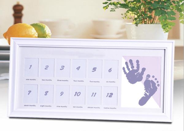 Decorative Memorable 12 Month Baby Picture Frame With Hand And Footprint Photo