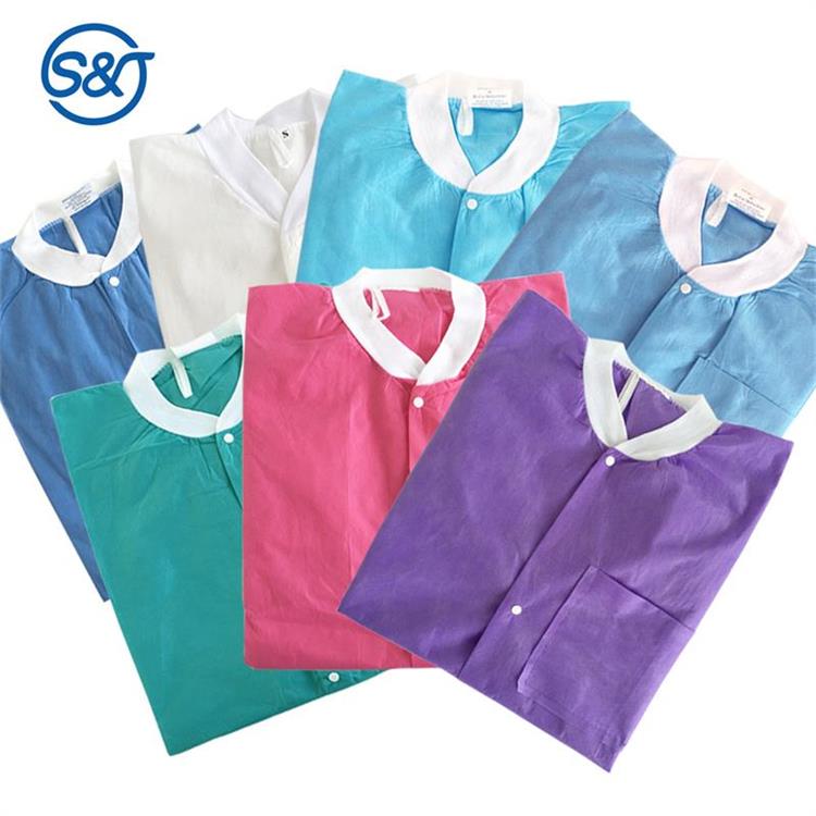 S&J Disposable isolation/lab/patient gown/coat pp/pp+pe/sms