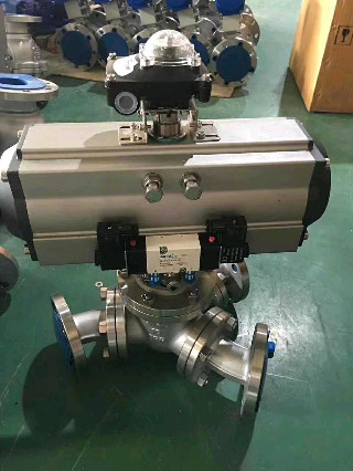 aero2 pneumatic actuator air control three way Y type ball valve