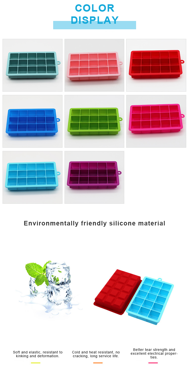 Easy Release 15 Cavity Non Stick Silicone Ice Cube Tray