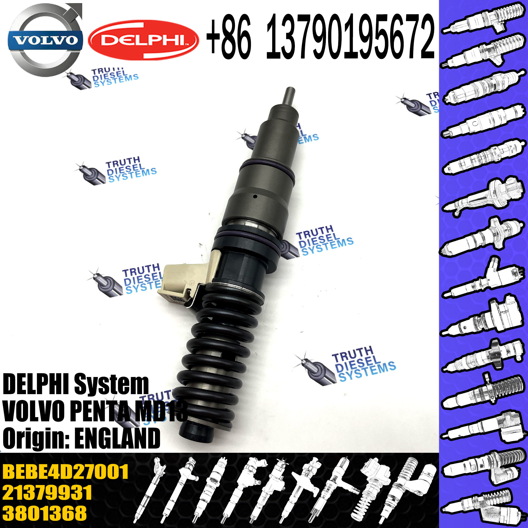 Direct Sale Diesel Fuel Injector 21379931 3801368 BEBE4D27001 For VOL PENTA MD13