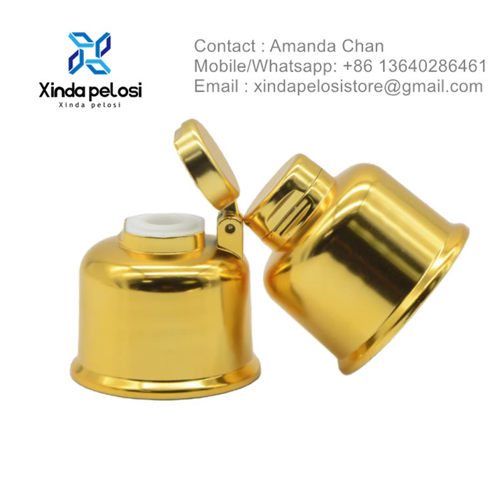 Custom Color Cap Flip Top Gold Cosmetic Aluminum Bottle Lids Caps For Bottle