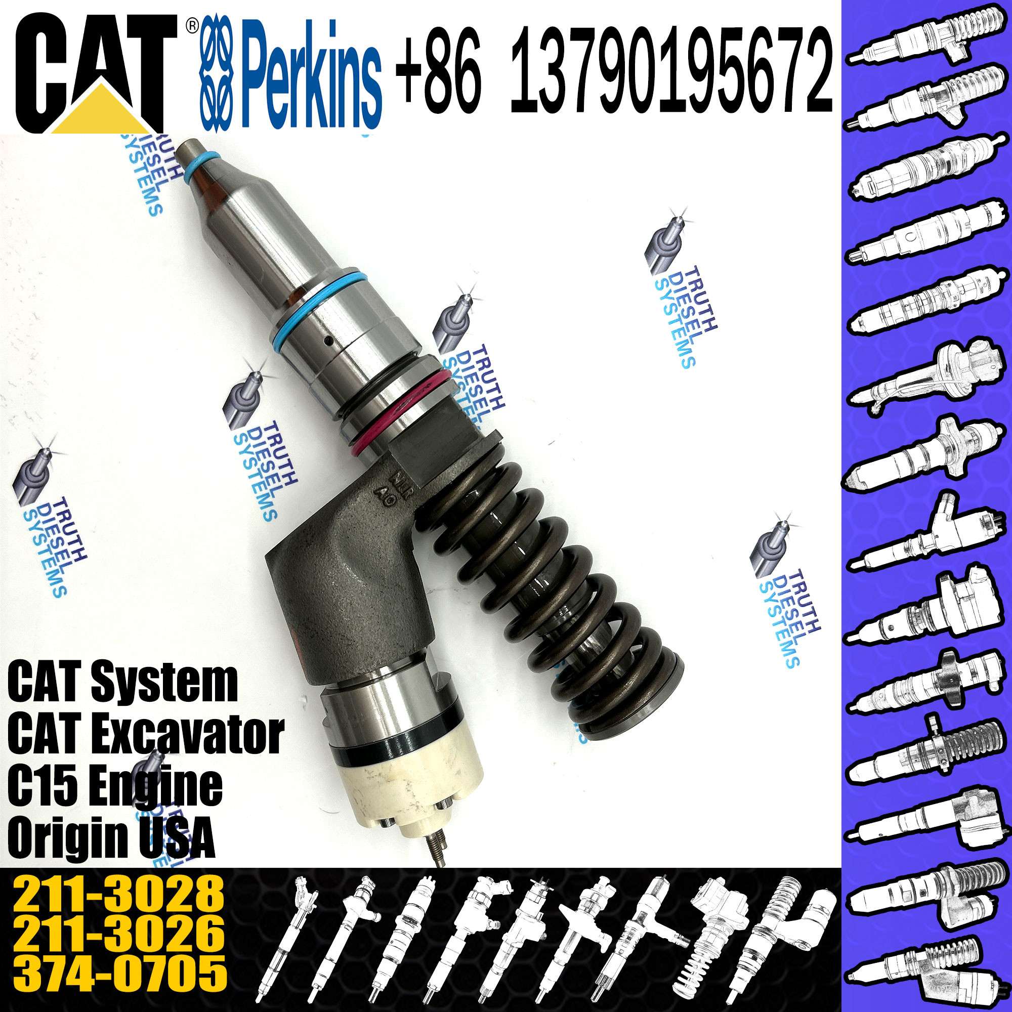 Diesel Fuel Common Rail Injector 211-3028 10R-7228 For CAT Diesel Engine C15 C18
