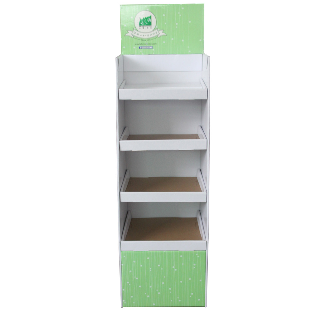 Floor Standing Tiered Cardboard Display Light Green Color Flat Packing