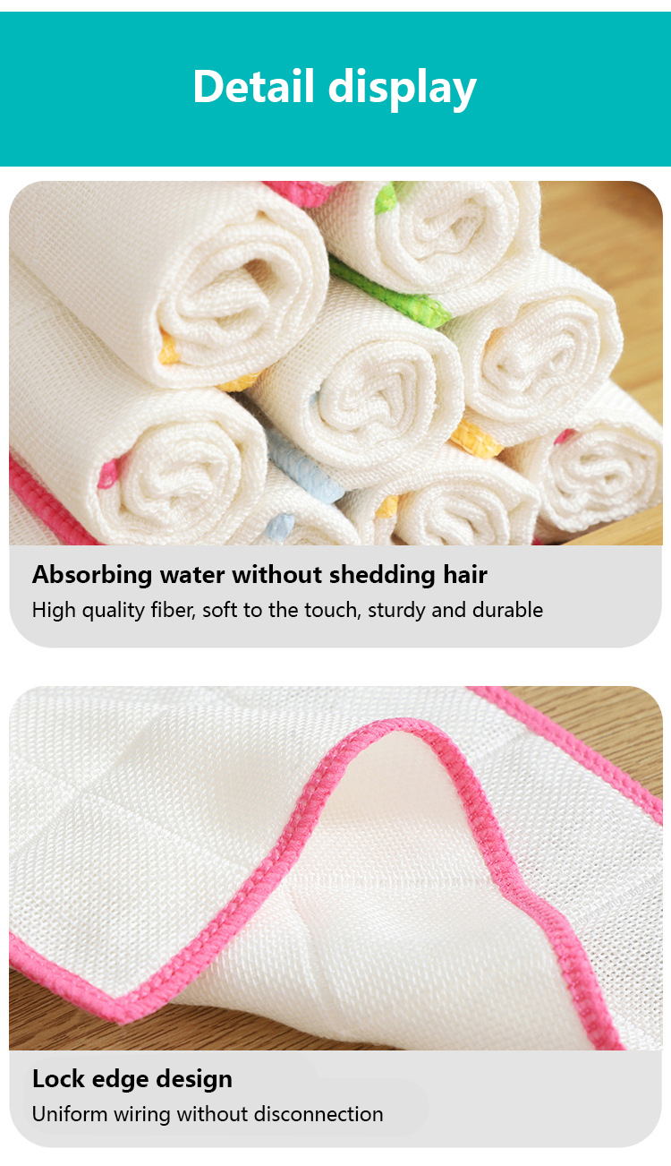 Bamboo Wood Fiber Kitchen Towels Square Shape Customizable Logo Cotton Dish Towels