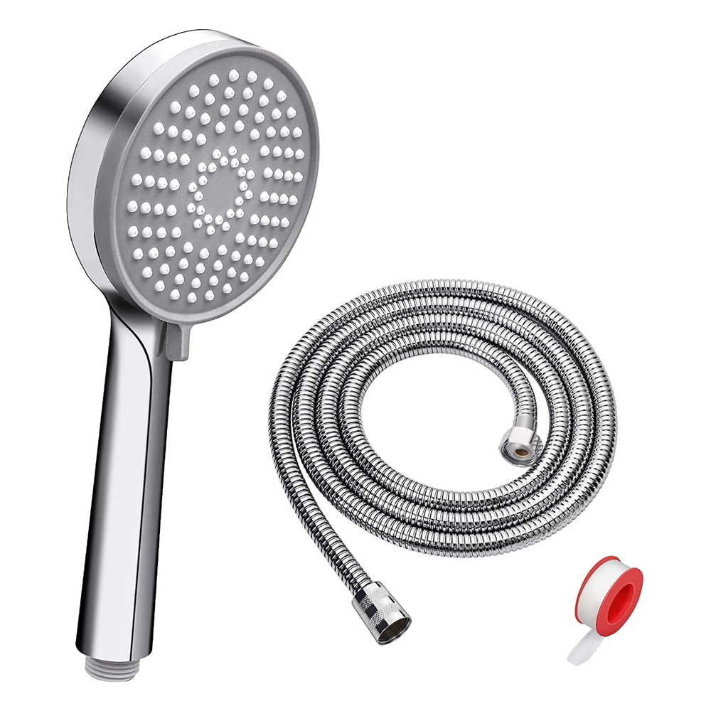 High Pressure ABS Double Boost Pressure Handheld ShowerHead With Hose Chrome Polished