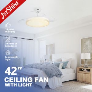 White Folding Blades Design LED Ceiling Fan with BLDC Motor and Retractable Blades