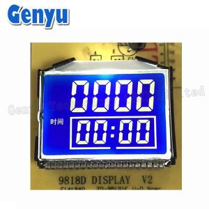 Custom STN Segmented LCD Display Blue Background White Digits For Mixer Machine