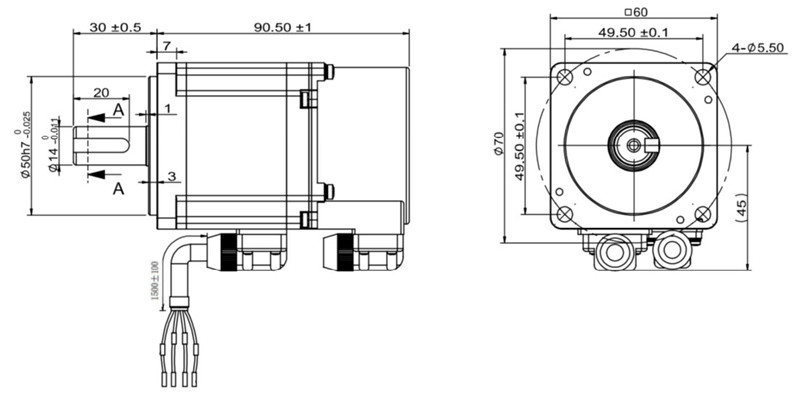 1000ppr Encoder DC24V 200W Barrier Gate Motor With Gear Box 2500rpm