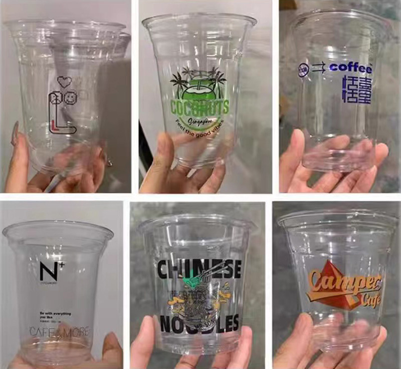 Custom Logo Printed Clear Diameter Transparent Disposable Drink Cup with Lids