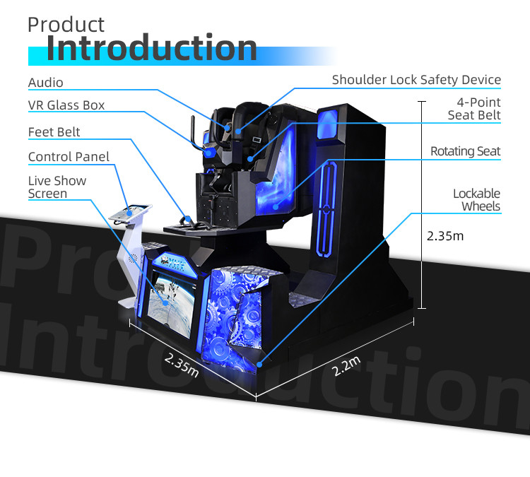 One Seat 720 Degree Rotation Roller Coaster 9D VR Game 2*360 Simulator
