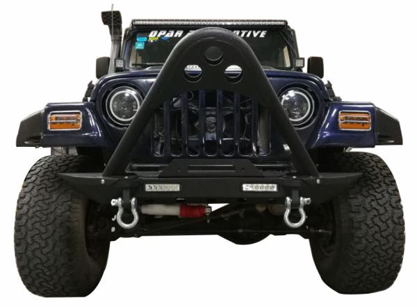 Wrangler TJ Cannon Front Bumper for Jeep TJ Black Steel Recovery Bull Bar Winch