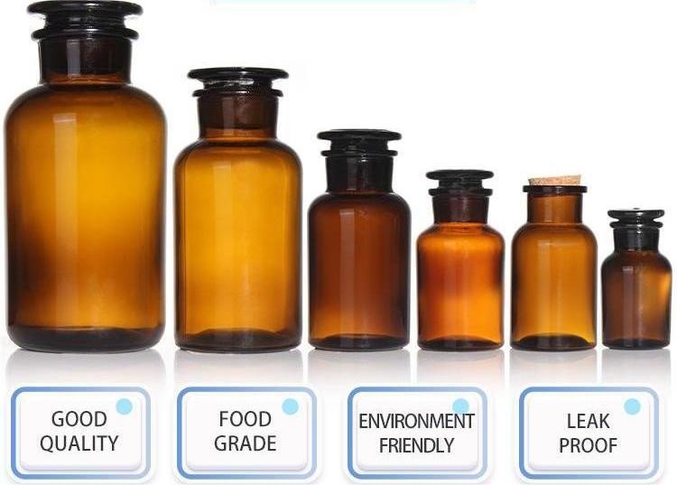 Brown Amber Glass Reagent Bottles for Pharmacy Apothecary 125ml