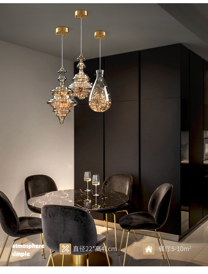 Decoration Glass Hanging Lamp for Dining Room Kitchen Bar LED Stars Glass Chandelier(WH-GP-175)