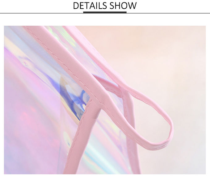 Custom Glitter Logo Holographic PVC Makeup Bag For Women